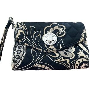 Vera Bradley Black and Cream Floral Clutch